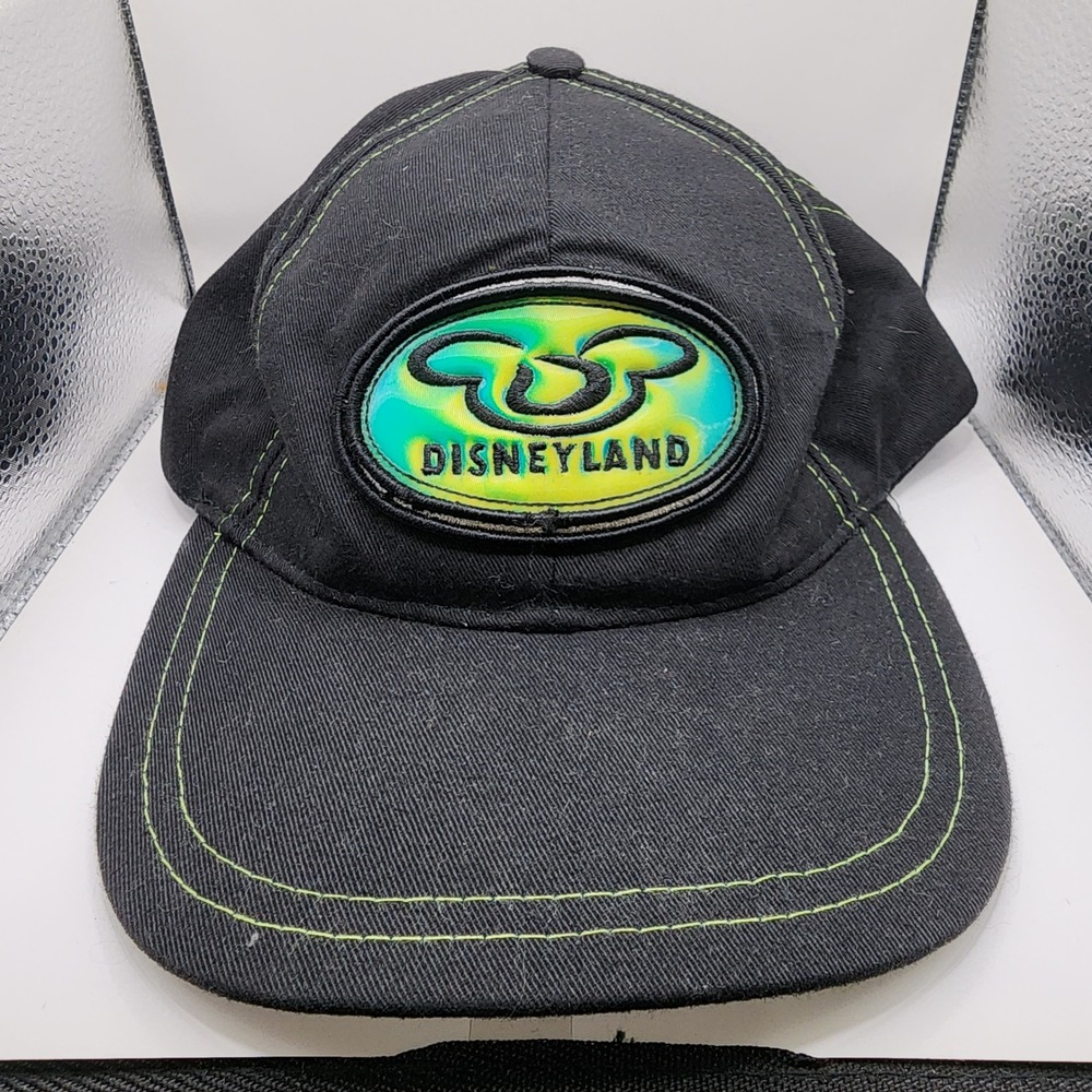 Disney Hat Adult OSFM Black Disneyland Neon Green Stitching Mickey Inc Cap